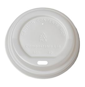 Deksel Wit BIO (CPLA) voor koffiebeker 80mm - 1.000 st/ds.