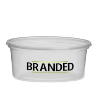 Plastic bakjes rond bedrukken 350cc Ø115mm/PP (vanaf 5.000 st.)