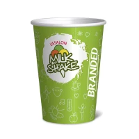 Milkshakebekers bedrukken Karton/PE 300cc/12oz Volvlak