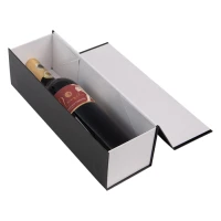 Glans wijnflesdoos met magneetsluiting Zwart/Wit - 30x10x10cm - 25 stuks