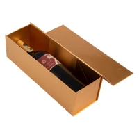 Glans wijnflesdoos met magneetsluiting Goud - 30x10x10cm - 25 stuks