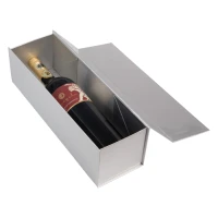 Glans wijnflesdoos met magneetsluiting Zilver - 30x10x10cm - 25 stuks