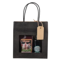 Papieren cadeautas + venster & tag - Zwart - 18x8x19cm - 100 st/ds.