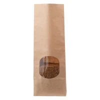 Blokbodemzak KRAFT met rond venster - 105 + 65 x 298 mm - 500 stuks