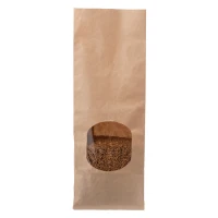 Blokbodemzak KRAFT met rond venster - 130 + 70 x 360 mm - 500 stuks