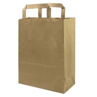 Papieren tas - 260 + 120 x 350 mm - bruin - plat handvat - 250 st/ds