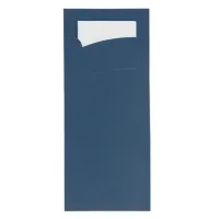 Pochette bestekzakje Blauw met servet 95x220mm - 1.000 st/ds.