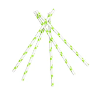 Papieren rietjes | Ø6 mm·20 cm | *Green Dots* wit - 1000 st/ds