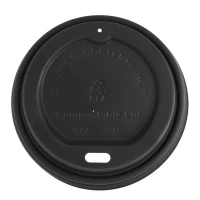 Zwarte CPLA deksel voor koffiebeker 80mm - 1.000 st/ds.
