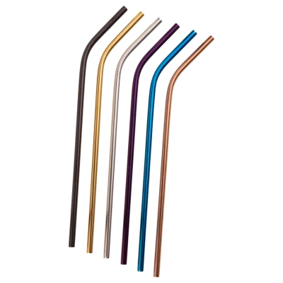 Gebogen drinkrietjes RVS assorti 235mm - 12 st/ds.