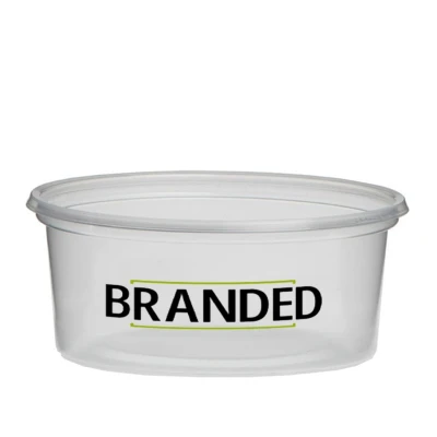 Plastic bakjes rond bedrukken 350cc Ø115mm/PP (vanaf 18.000 st.)