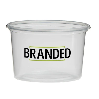 Plastic bakjes rond bedrukken 500cc Ø115mm/PP (vanaf 5.000 st.)