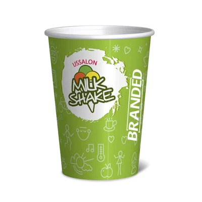 Milkshakebekers bedrukken Karton/PE 300cc/12oz Volvlak