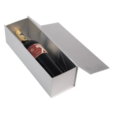 Wijnflesdoos met Magneetsluiting - Zilver - 330x100x100mm