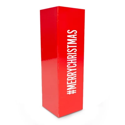 Wijnflesdoos met Magneetsluiting - Rood - #MERRYCHRISTMAS - 330x100x100mm