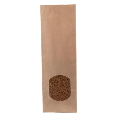 Blokbodemzak KRAFT met rond venster - 80 + 50 x 250 mm - 500 stuks