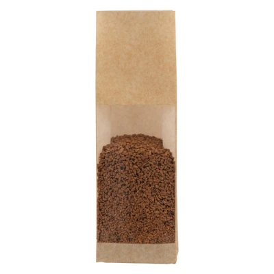 Blokbodemzak KRAFT 70+40x220 mm met rechthoekig venster - 60my - 1000 stuks