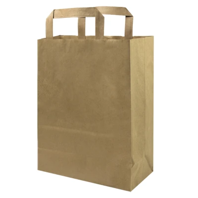 Papieren tas - 260 + 120 x 350 mm - bruin - plat handvat - 250 st/ds