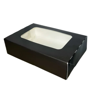 Sushi box met venster Zwart - 240x150x50mm - 330 st/ds.