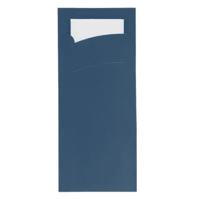 Pochette bestekzakje Blauw met servet 95x220mm - 1.000 st/ds.