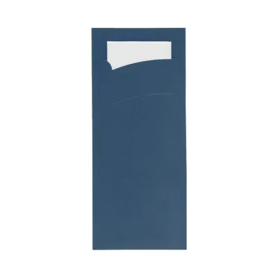 Pochette bestekzakje Blauw met servet 85x190mm - 1.000 st/ds.