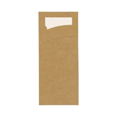 Pochette bestekzakje Bruin met servet 85x190mm - 1.000 st/ds.