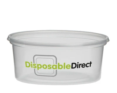 Plastic bakjes rond bedrukken 350cc Ø115mm/PP (vanaf 18.000 st)
