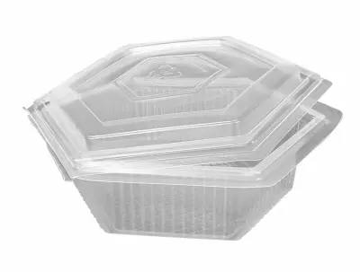 Plastic Bakje met vast (klap)deksel 1250cc - 300 st/ds.