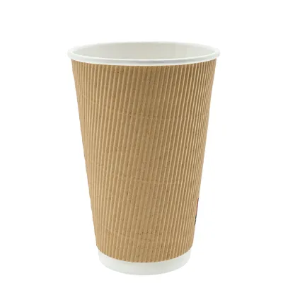 Kartonnen Koffiebeker Ripple Kraft 400cc/16oz - 500 st/ds.