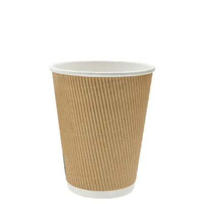 Kartonnen Koffiebeker Ripple Kraft 300cc/12oz - 500 st/ds.