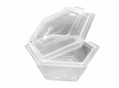 Plastic Bakje met vast (klap)deksel 250cc - 500 st/ds.