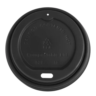Zwarte CPLA deksel voor koffiebeker 80mm - 1.000 st/ds.